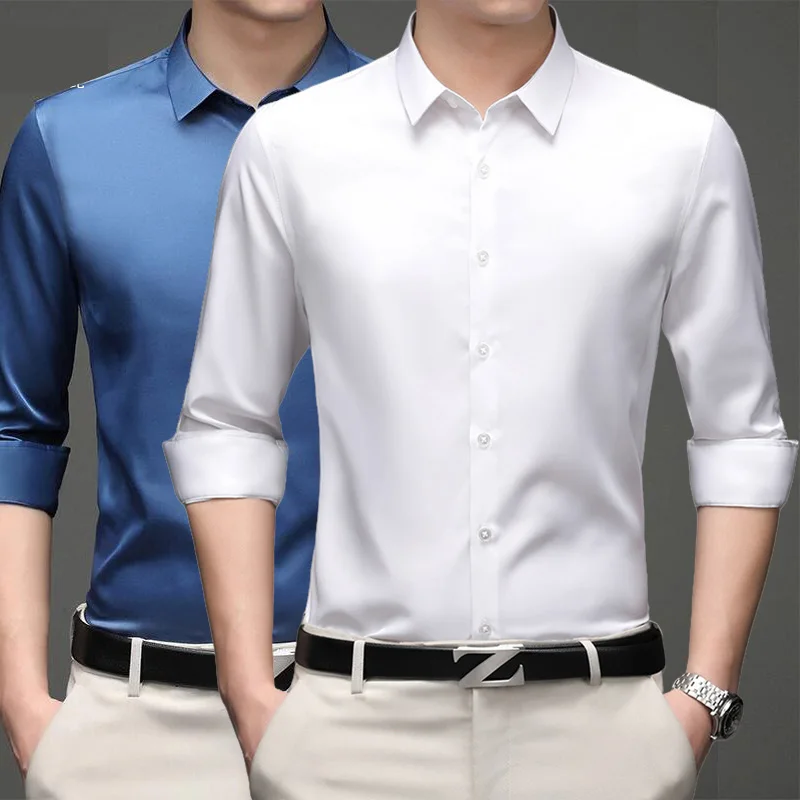 New non-ironing men's high-grade silk satin casual business shirt, washable, wrinkle-resistant and wear-resistant woven shirt,
New non-ironing men's high-grade silk satin casual business shirt, washable, wrinkle-resistant and wear-resistant woven shirt,