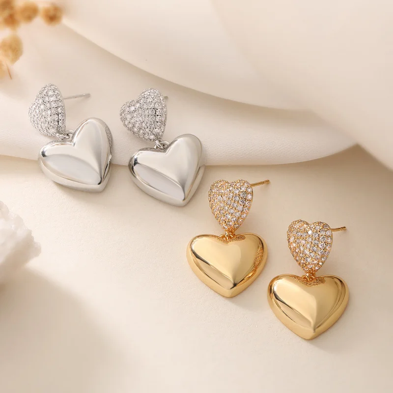 New Simple Luxury Copper Gold-Plated Zircon Heart for Women, Niche High-End Versatile Earrings
New Simple Luxury Copper Gold-Plated Zircon Heart for Women, Niche High-End Versatile Earrings
