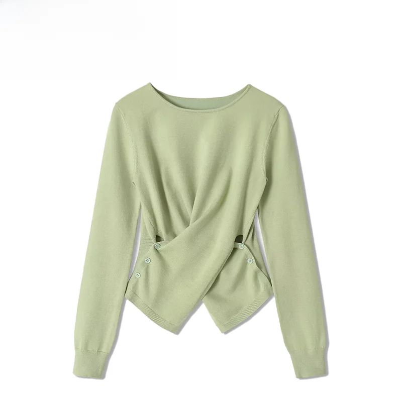 Fashionable Versatile Long Sleeve round Neck Asymmetric Hem Knitted Women's Top Polyester Fiber Casual Comfortable Breathable
Fashionable Versatile Long Sleeve round Neck Asymmetric Hem Knitted Women's Top Polyester Fiber Casual Comfortable Breathable