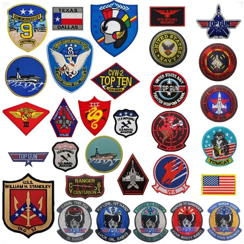 Z/.Top Gun Patches Flying Jacket Full Set Of Embroidered Hook And Loop Patch Badge Military Fan Morale Armband US TOP GUN Badge/
Z/.Top Gun Patches Flying Jacket Full Set Of Embroidered Hook And Loop Patch Badge Military Fan Morale Armband US TOP GUN Badge/
