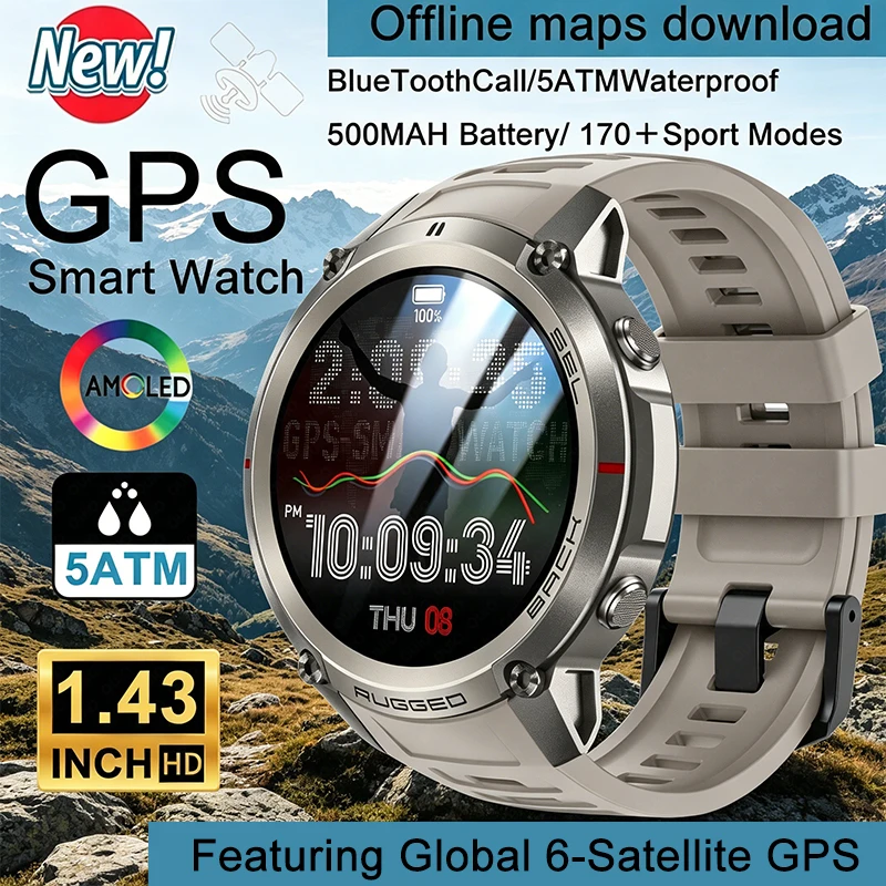 2026 New Military GPS Smart Watch 5ATM Waterproof 1.43" AMOLED Global 6 -Satellite 500 MAH GPS Outdoors Sports Smart Watch Men
2026 New Military GPS Smart Watch 5ATM Waterproof 1.43" AMOLED Global 6 -Satellite 500 MAH GPS Outdoors Sports Smart Watch Men