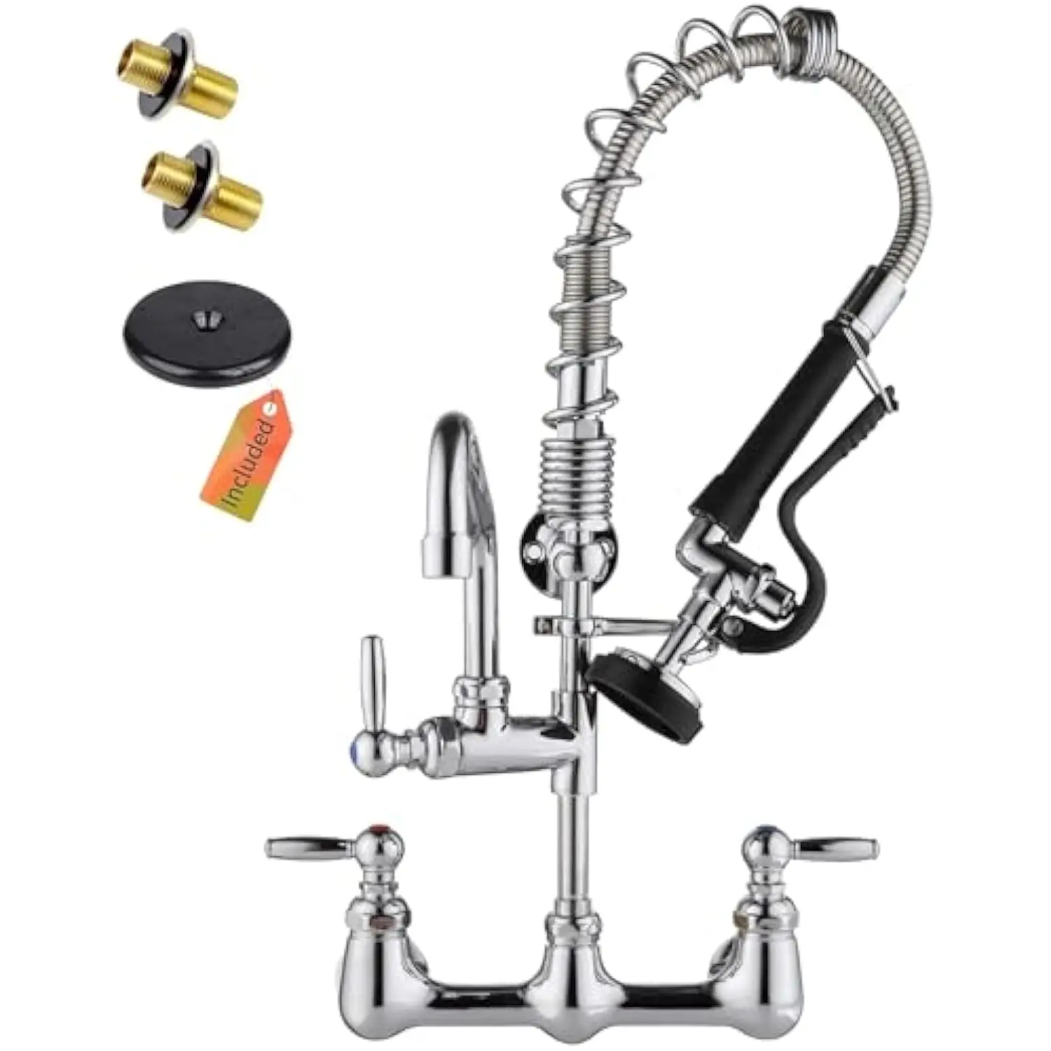 Commercial Faucet Wall Mount with Sprayer 21 Height, Brass Constructed 8 Add on Swing Spout Commercial Kitchen Sink Faucet with
Commercial Faucet Wall Mount with Sprayer 21 Height, Brass Constructed 8 Add on Swing Spout Commercial Kitchen Sink Faucet with
