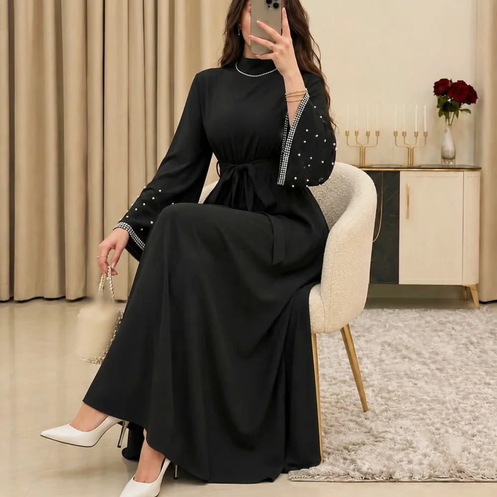 Customized Classic Long Sleeves Party Dress Sash Glitter Beading A-line Midi Dresses Formal Evening Dress For Wedding
Customized Classic Long Sleeves Party Dress Sash Glitter Beading A-line Midi Dresses Formal Evening Dress For Wedding