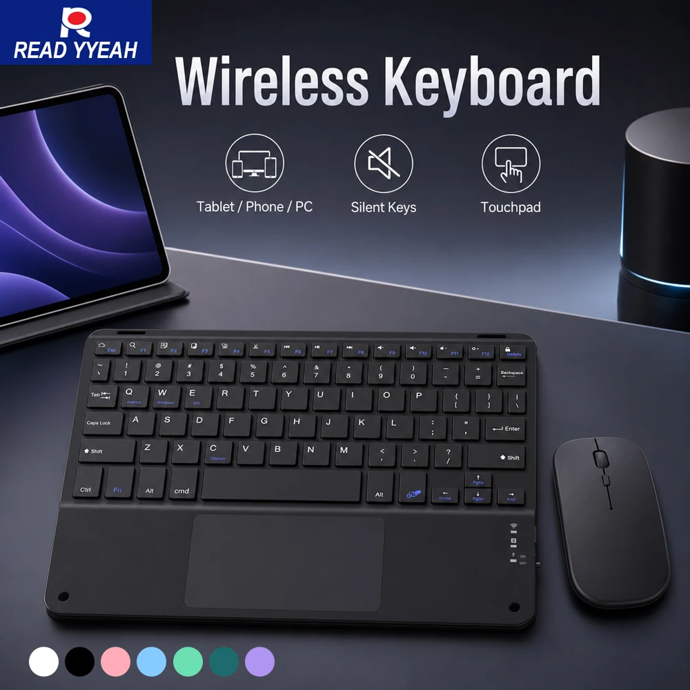2026 New Universal Rechargeable Bluetooth Keyboard For iPad Xiaomi Samsung Android IOS Windows Mini Wireless Touch KeyboardMouse