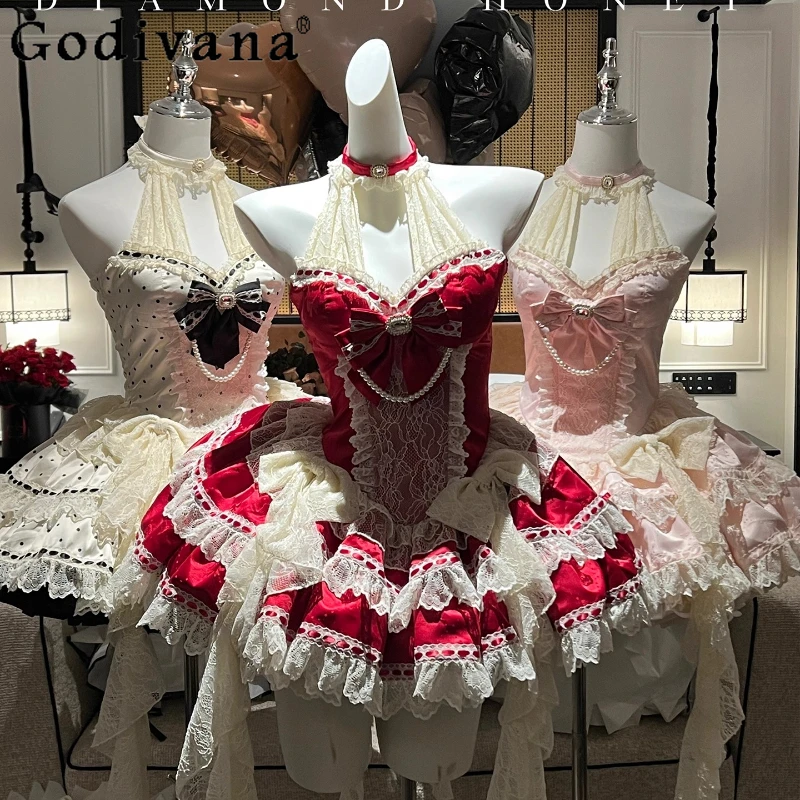 Christmas Party Red Lolita Dresses 2025 New Year Women's Slim Fit Elegant Halter Mini Dress Anniversary Birthday Party Dress
Christmas Party Red Lolita Dresses 2025 New Year Women's Slim Fit Elegant Halter Mini Dress Anniversary Birthday Party Dress