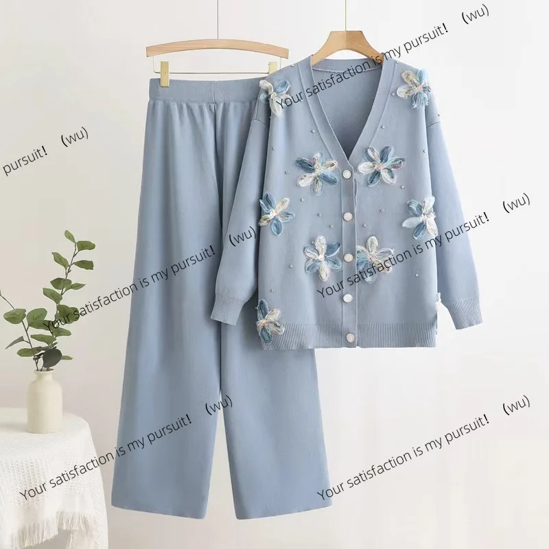 Temperament commuter long-sleeved knitted two-piece set three-dimensional butterfly top wide-leg pants set
Temperament commuter long-sleeved knitted two-piece set three-dimensional butterfly top wide-leg pants set