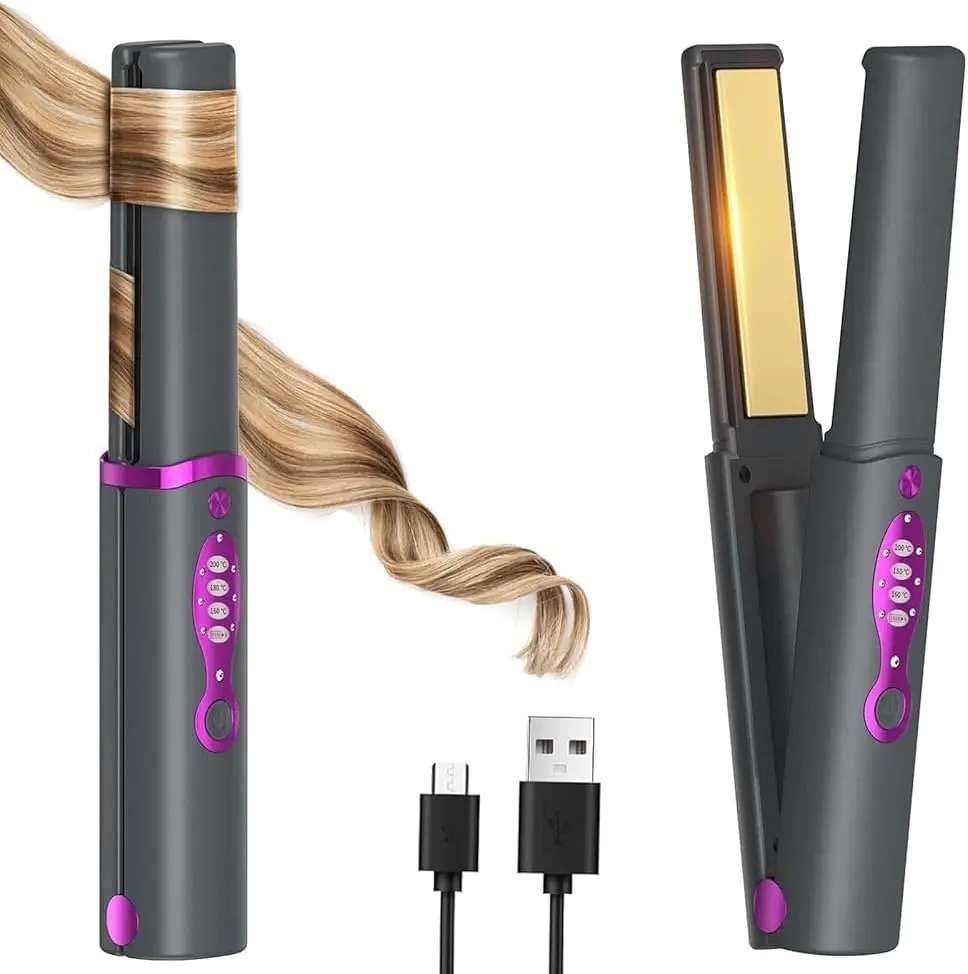 Cordless Hair Straightener Curler 2 in 1, Fast Heating Flat Iron, Portable for Hair Styling, 5000mAh Battery, Titanium Plates
Cordless Hair Straightener Curler 2 in 1, Fast Heating Flat Iron, Portable for Hair Styling, 5000mAh Battery, Titanium Plates