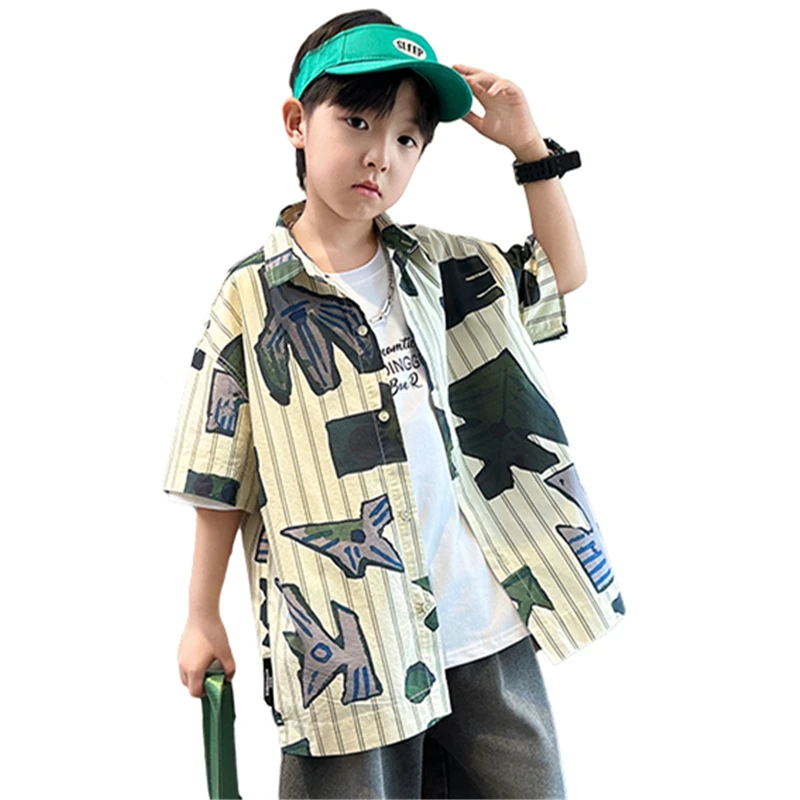 New Summer Teenager Striped Shirt for Boy Short Sleeve Korean Casual Style Big Kids Cotton Blouse Children's Stylish Clothes
New Summer Teenager Striped Shirt for Boy Short Sleeve Korean Casual Style Big Kids Cotton Blouse Children's Stylish Clothes