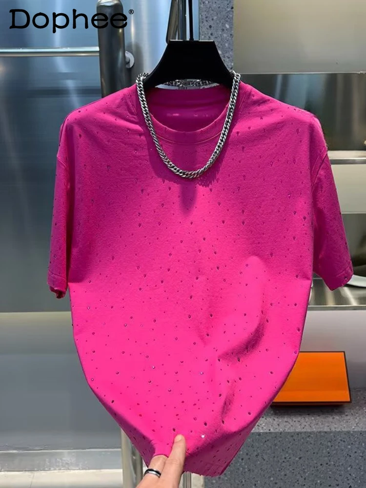 2025 Summer New Fashion Hot Diamond Solid Color T-Shirts Men's Short Sleeve Shiny Full Diamond Tees Male Trendy Round Neck Tops
2025 Summer New Fashion Hot Diamond Solid Color T-Shirts Men's Short Sleeve Shiny Full Diamond Tees Male Trendy Round Neck Tops