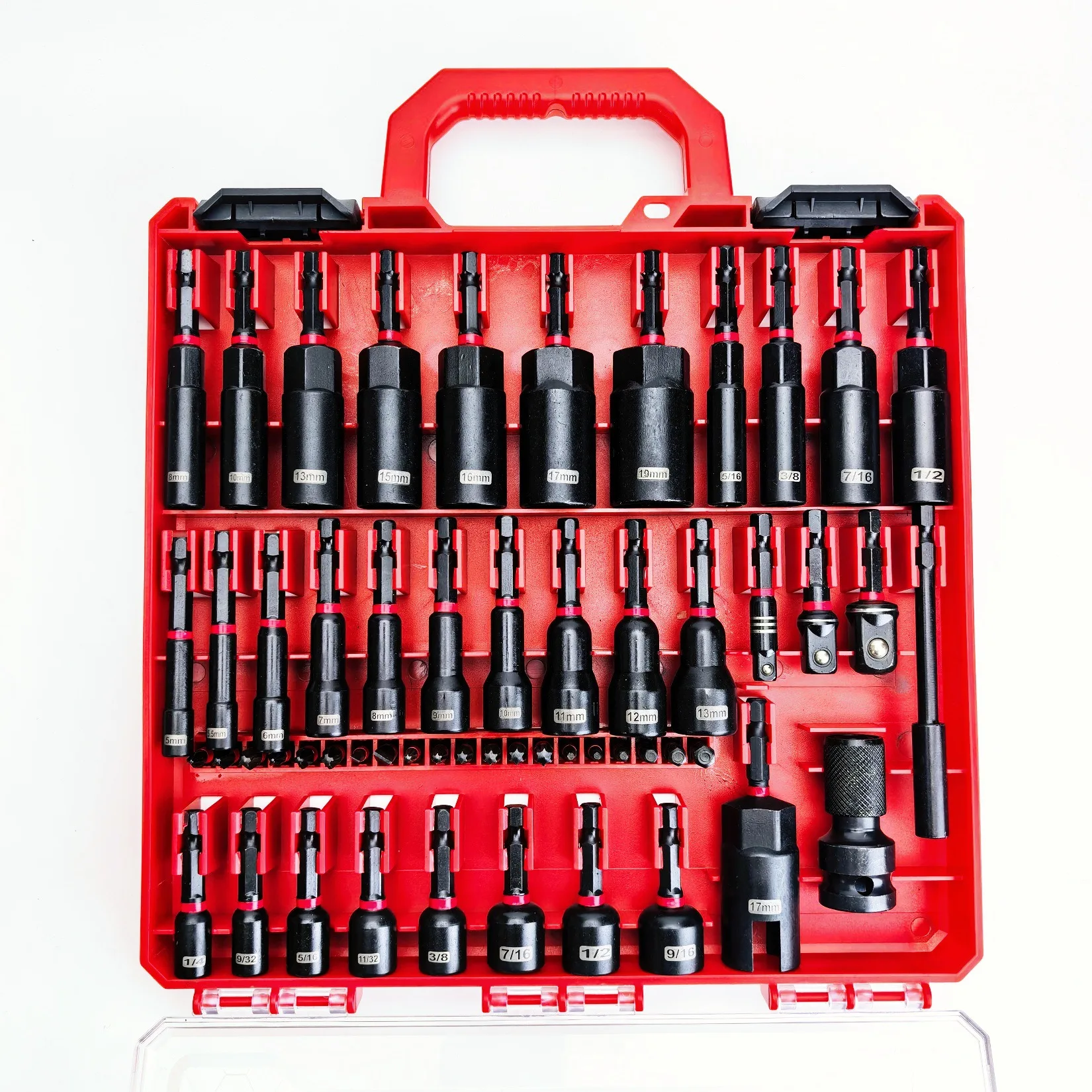 Набор из 55 прочных магнитных глубоких торцевых головок, ударопрочный, метрический и дюймовый, черный
Набор из 55 прочных магнитных глубоких торцевых головок, ударопрочный, метрический и дюймовый, черный