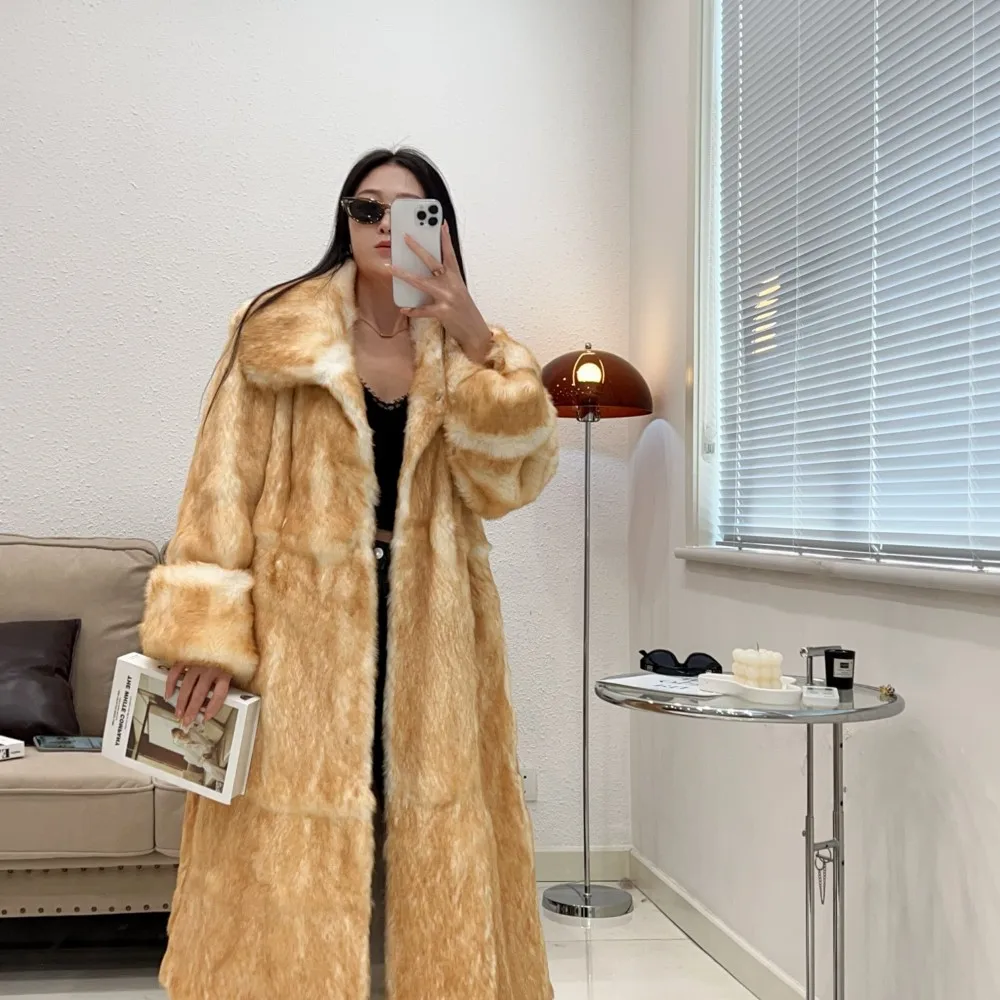 New Real Rabbit Fur Coat Woman Long Lapel Winter coat female Warm Thick Natural Rabbit Fur Coat Fashion Overcoat Outerwear
New Real Rabbit Fur Coat Woman Long Lapel Winter coat female Warm Thick Natural Rabbit Fur Coat Fashion Overcoat Outerwear