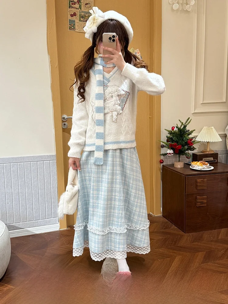 Sweet Sle Women's Loose Knitted Sweater Fufu Milk Blue eep White Color Autumn Winter Comfortable Lazy Feeling Casual Top
Sweet Sle Women's Loose Knitted Sweater Fufu Milk Blue eep White Color Autumn Winter Comfortable Lazy Feeling Casual Top