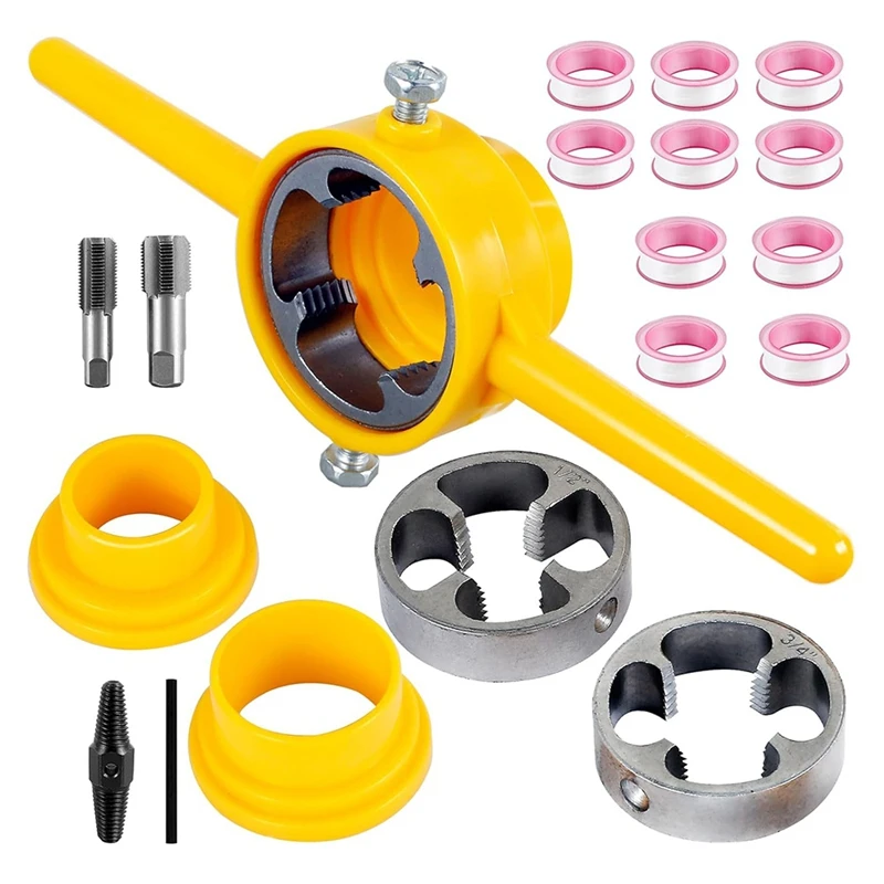 PORK-6Pcs PVC Thread Maker Tool, Pipe Threader Plumbing Tool, Pipe Threader Kit With 1/2 Inch 3/4 Inch 1 Inch Dies Maker Tool
PORK-6Pcs PVC Thread Maker Tool, Pipe Threader Plumbing Tool, Pipe Threader Kit With 1/2 Inch 3/4 Inch 1 Inch Dies Maker Tool