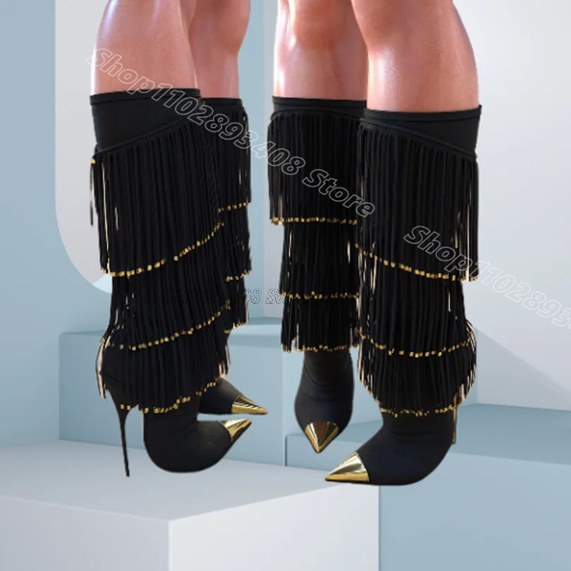 Black Tassel Style Pointed Toe Boots Stiletto Stylish Spring Design for Women Fashion Party Dress Boots 2025 Zapatos Para Mujere
Black Tassel Style Pointed Toe Boots Stiletto Stylish Spring Design for Women Fashion Party Dress Boots 2025 Zapatos Para Mujere