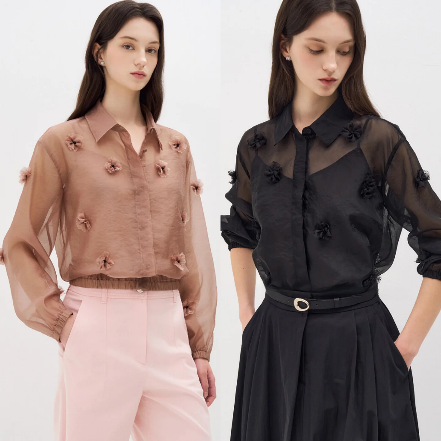 Commuter Style Romantic Floral Detail Shirt with Halter Neck Long Sleeve Women's Straight Cut Button up Slimming Top
Commuter Style Romantic Floral Detail Shirt with Halter Neck Long Sleeve Women's Straight Cut Button up Slimming Top