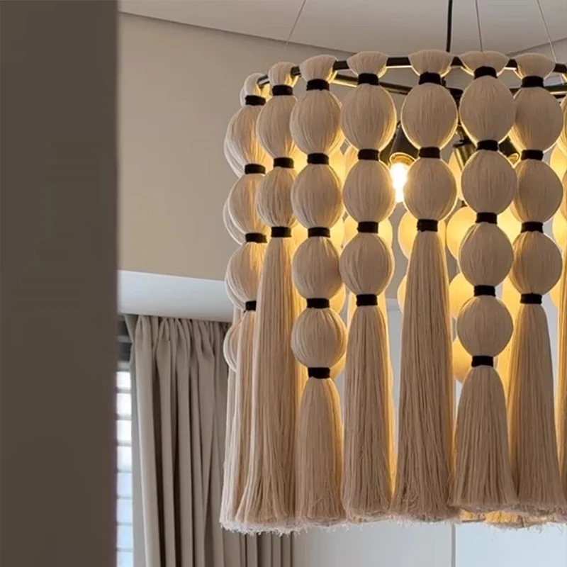 French Retro Tassel Cotton Rope Pendant Light Living Room Dining Room Bedroom Homestay Hotel Lobby Decorative Art Hanging Lamp
French Retro Tassel Cotton Rope Pendant Light Living Room Dining Room Bedroom Homestay Hotel Lobby Decorative Art Hanging Lamp