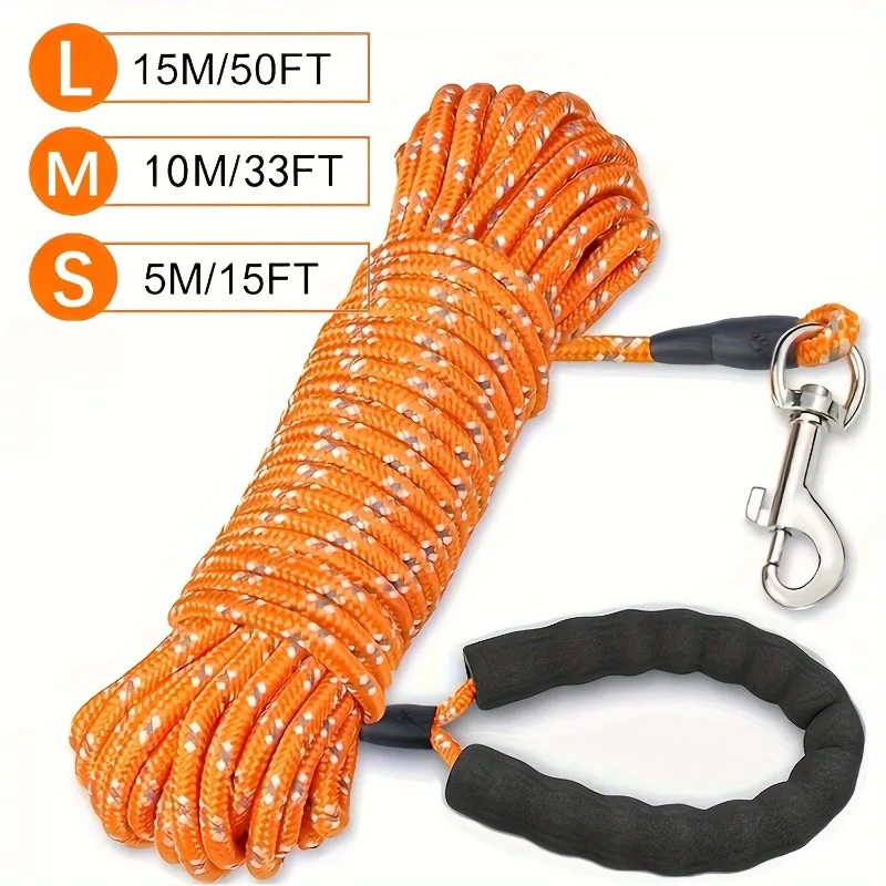 Reflective extended and durable dog leash with 4 anti-stray bells
Reflective extended and durable dog leash with 4 anti-stray bells