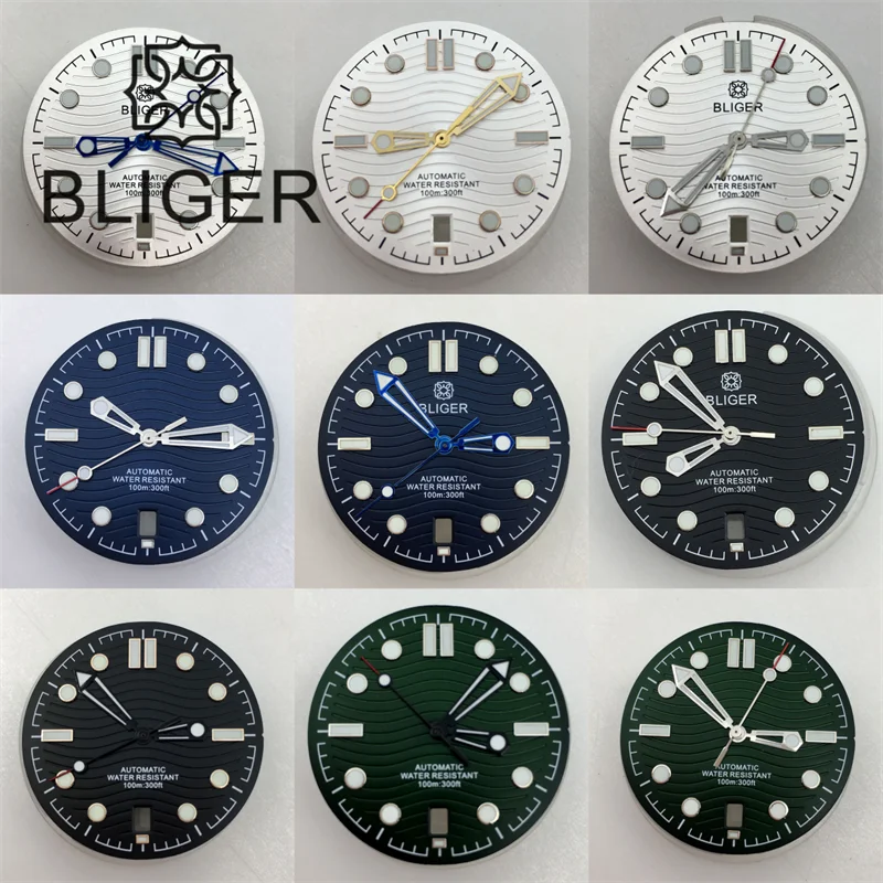 Часы с циферблатом BLIGER 31 мм, ручного набора, дата 6 часов, окно, черный белый синий зеленый цвет, подходят для часового механизма NH35 Luminus
Часы с циферблатом BLIGER 31 мм, ручного набора, дата 6 часов, окно, черный белый синий зеленый цвет, подходят для часового механизма NH35 Luminus