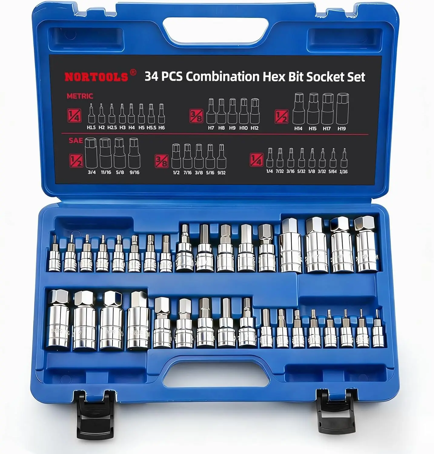 Professional Hex Bit Socket Set with SAE and Metric Sizes, 34-Piece Tool Kit for Automotive and Motorcycle Maintenance
Professional Hex Bit Socket Set with SAE and Metric Sizes, 34-Piece Tool Kit for Automotive and Motorcycle Maintenance