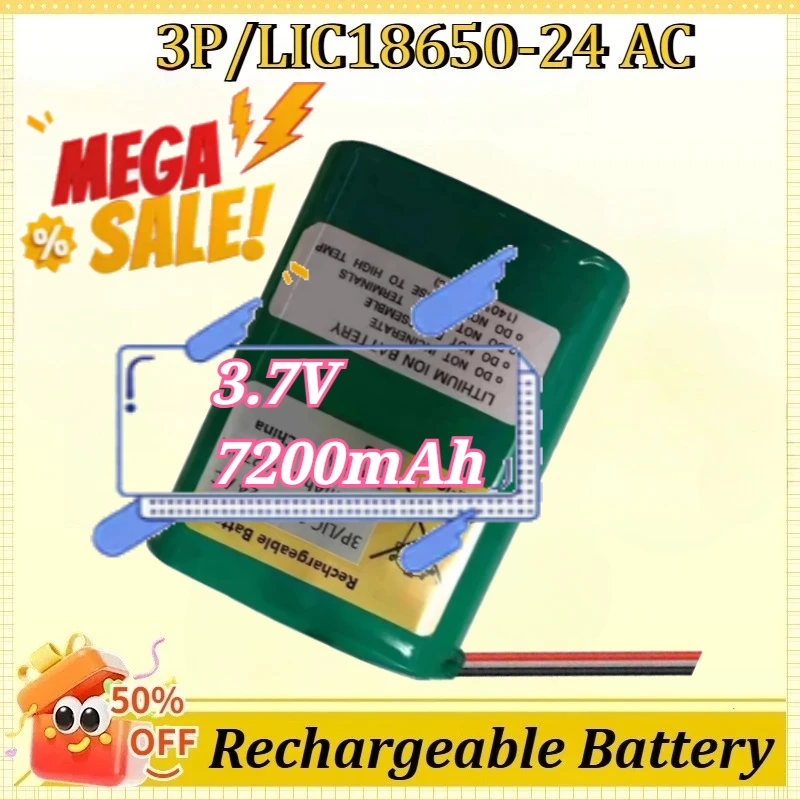New 3P/LIC 18650-24 AC 3.7V 7200mAh Rechargeable Lithium Battery Pack with 3 lines Rechargeable Batteries
New 3P/LIC 18650-24 AC 3.7V 7200mAh Rechargeable Lithium Battery Pack with 3 lines Rechargeable Batteries