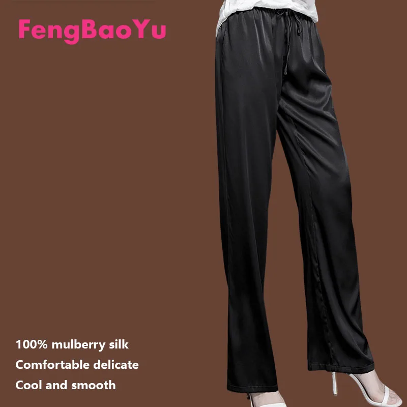 Fengbaoyu 100% Natural Silk Women's Pants - High-waisted Striped Straight Pants. Perfect for Outdoor Leisure, Comfortable, Cool
Fengbaoyu 100% Natural Silk Women's Pants - High-waisted Striped Straight Pants. Perfect for Outdoor Leisure, Comfortable, Cool