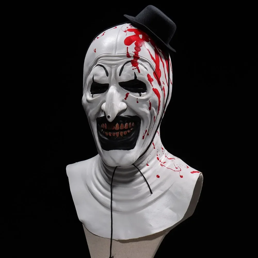 Horror Terrifier Art The Clown Mask Cosplay Creepy Bloody Demon Evil Joker Hat Latex Helmet Halloween Party Costume Props
Horror Terrifier Art The Clown Mask Cosplay Creepy Bloody Demon Evil Joker Hat Latex Helmet Halloween Party Costume Props
