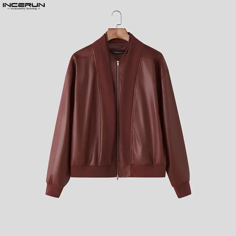 INCERUN Men Jackets PU Leather Patchwork Stand Collar Long Sleeve Zipper Coats Men Streetwear Loose Punk Style Fashion Jackets
INCERUN Men Jackets PU Leather Patchwork Stand Collar Long Sleeve Zipper Coats Men Streetwear Loose Punk Style Fashion Jackets