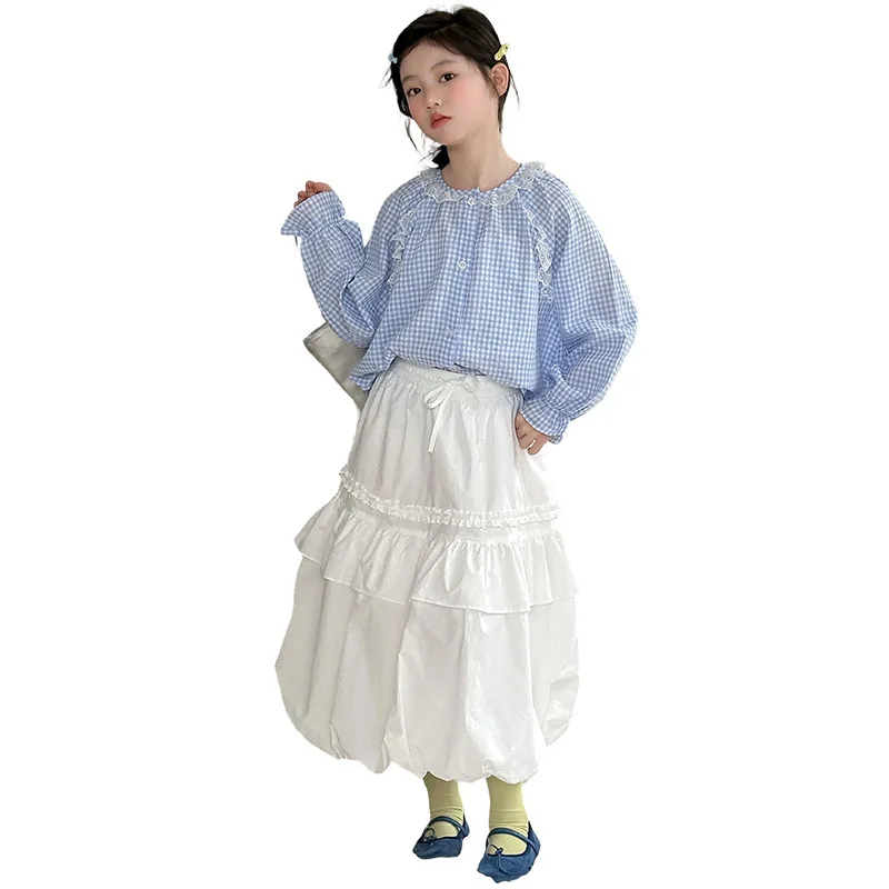 Girls Spring and Autumn Set New Sweet Plaid Shirt Two-piece Set Spring and Autumn Lace Bud Skirt Fashion Korean Style Outfit
Girls Spring and Autumn Set New Sweet Plaid Shirt Two-piece Set Spring and Autumn Lace Bud Skirt Fashion Korean Style Outfit