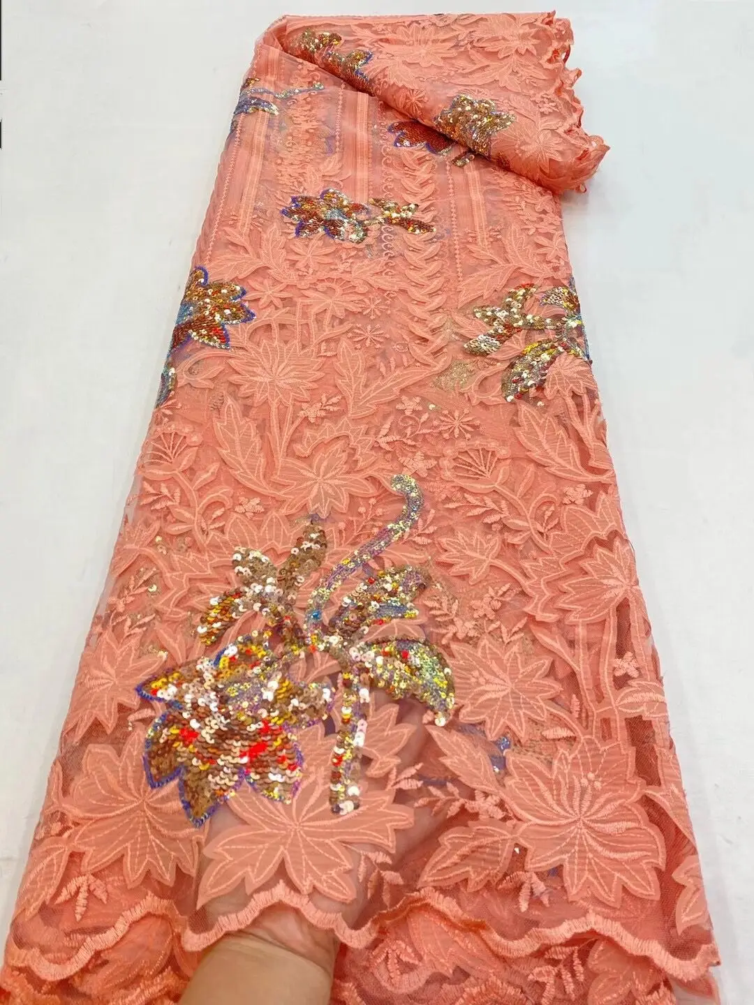 African Lace Fabric 2021 High Quality French Mesh Lace Fabric with Sequins Nigerian Lace Fabrics for Wedding Dress
African Lace Fabric 2021 High Quality French Mesh Lace Fabric with Sequins Nigerian Lace Fabrics for Wedding Dress