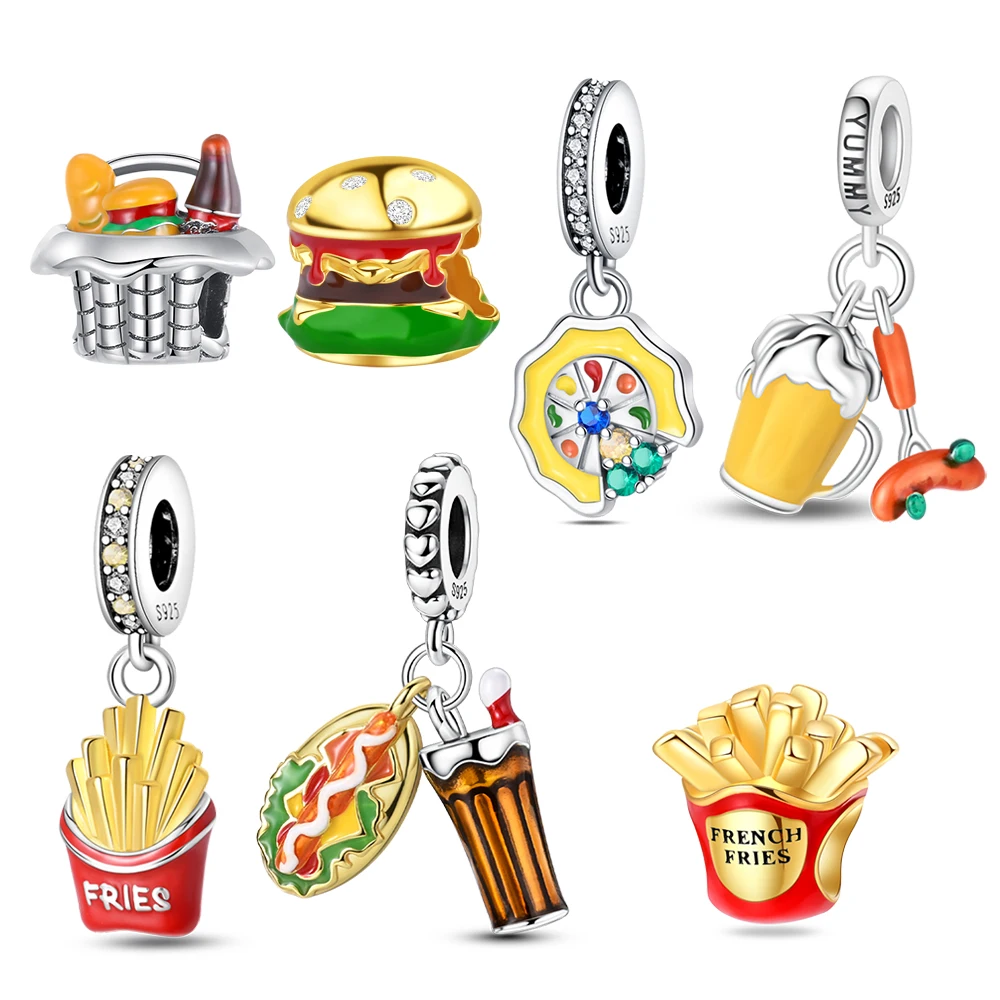Food Series 925 Sterling Silver Pizza Potato Chips Hot Dogs Burger Skewers Decoration Fit DIY Bracelet Necklace Exquisite Gifts
Food Series 925 Sterling Silver Pizza Potato Chips Hot Dogs Burger Skewers Decoration Fit DIY Bracelet Necklace Exquisite Gifts