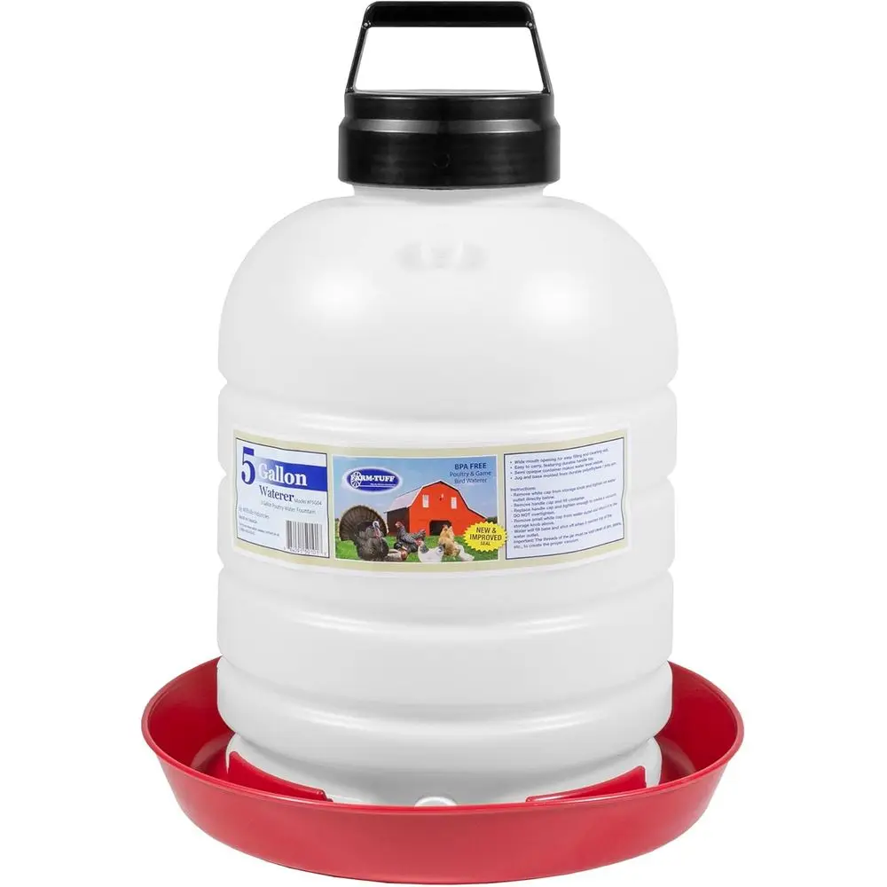 5-Gallon Hanging Chicken Waterer - BPA-Free Plastic, Top-Fill for Poultry and Game Birds
5-Gallon Hanging Chicken Waterer - BPA-Free Plastic, Top-Fill for Poultry and Game Birds