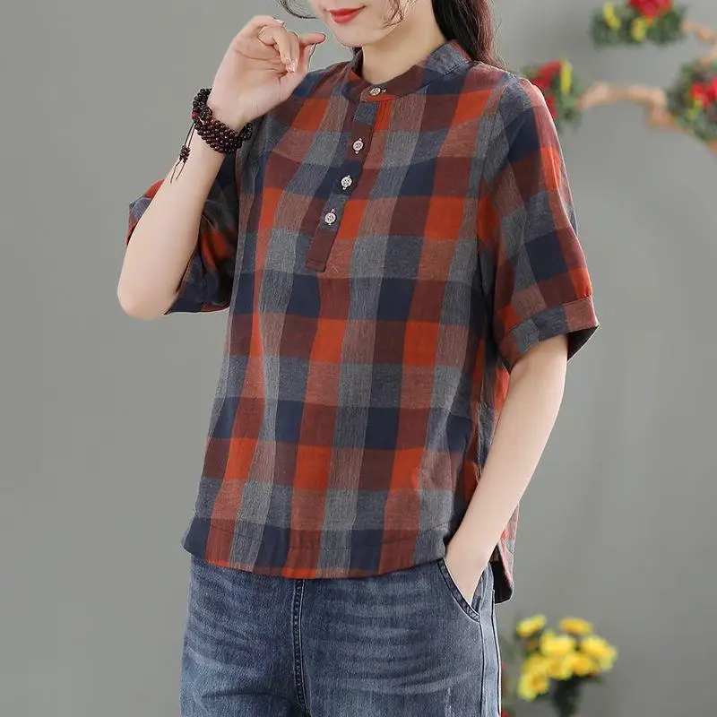 Summer Mommy Sle Button up Casual Chiffon round Ne mid Sve All Match Vintage Ethnic id Knotted irt Korean Commute
Summer Mommy Sle Button up Casual Chiffon round Ne mid Sve All Match Vintage Ethnic id Knotted irt Korean Commute