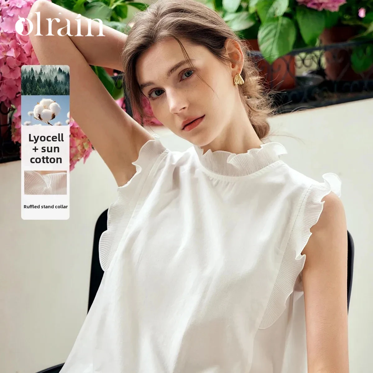 OLrain Women's Sleeveless Blouse Stand-up Collar Ruffle White Chiffon Shirt 2026 Spring New Outfit Temperament Top O58XX82653
OLrain Women's Sleeveless Blouse Stand-up Collar Ruffle White Chiffon Shirt 2026 Spring New Outfit Temperament Top O58XX82653