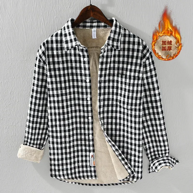 Winter Shirts Men Japanese Style Long Sleeve Plaid Shirt Man Daily Casual Keep Warm Shirt Lapel Pocket Fleece Shirt Thicken Tops
Winter Shirts Men Japanese Style Long Sleeve Plaid Shirt Man Daily Casual Keep Warm Shirt Lapel Pocket Fleece Shirt Thicken Tops