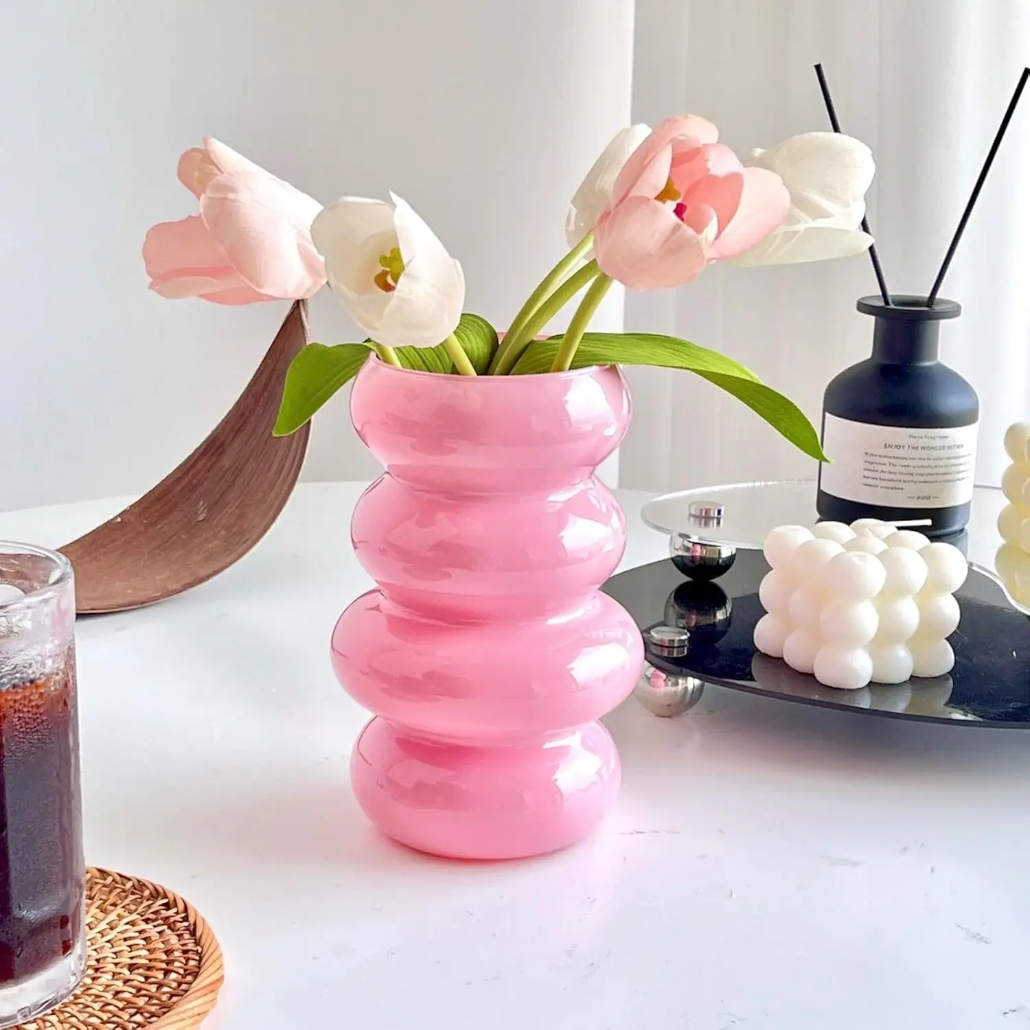 BLOFLO Colored Glass Hydroponic Flower Vase, 7-Inch Pink Glass Vase, Four-Layer Geometric Glass Floral Vase for Home Déc
BLOFLO Colored Glass Hydroponic Flower Vase, 7-Inch Pink Glass Vase, Four-Layer Geometric Glass Floral Vase for Home Déc