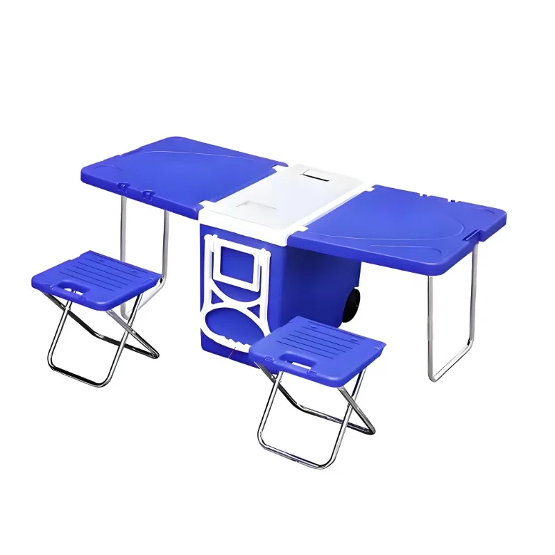 Folding polyethylene insulated wheeled cooler with table and chairs for food and refrigeration camping equipment 28L
Folding polyethylene insulated wheeled cooler with table and chairs for food and refrigeration camping equipment 28L