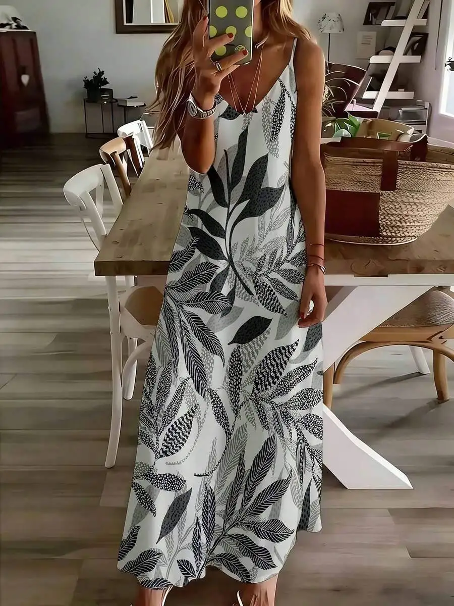 Leaf Print Sleeveless Maxi Dress For Women Summer Casual Leisure Wear
Leaf Print Sleeveless Maxi Dress For Women Summer Casual Leisure Wear