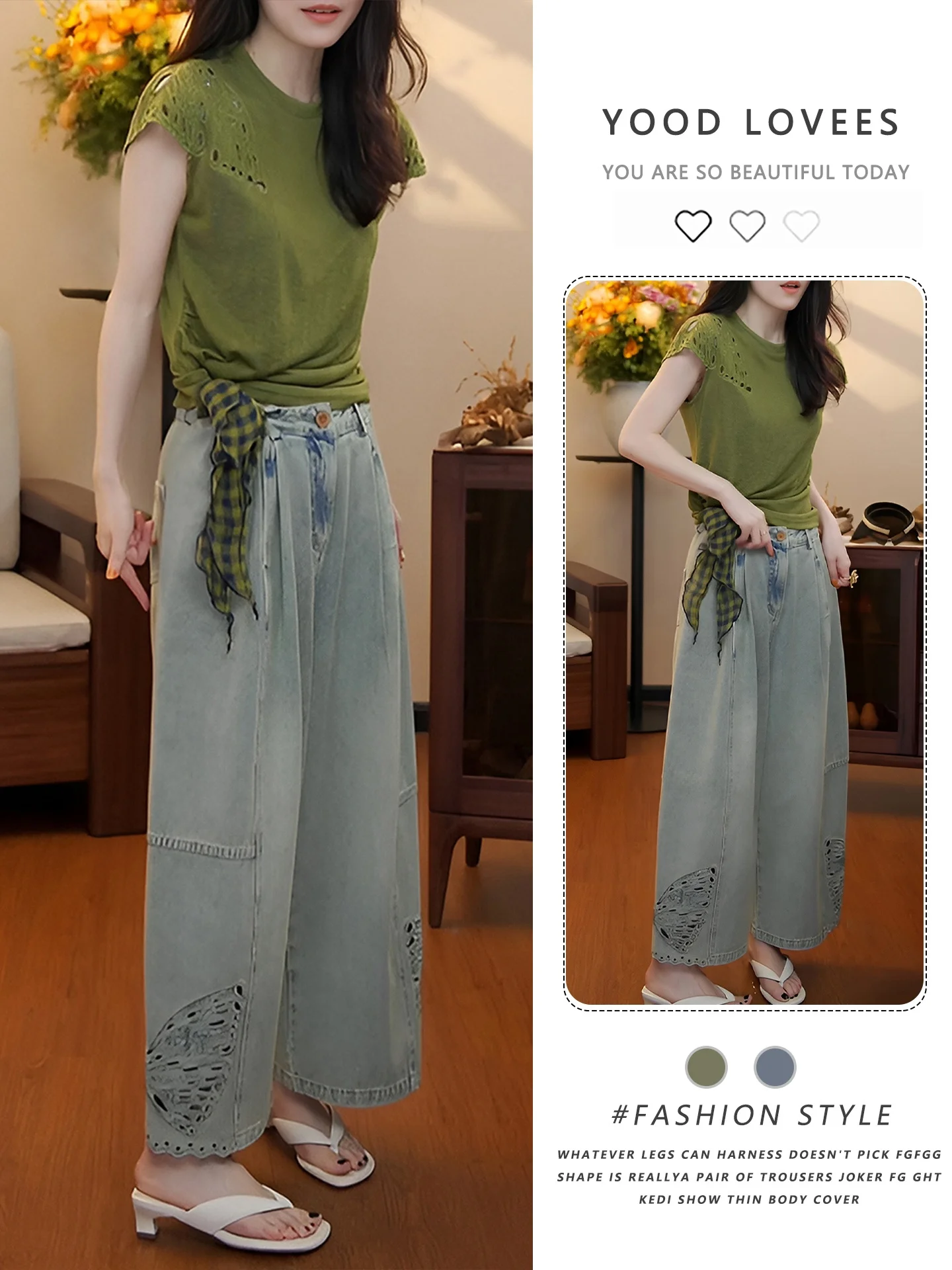 Summer Korean Style Age-Defying Fashion Hollow out Waist-Cinching Short Sleeve Top And Jeans High Waist Long Pants Set
Summer Korean Style Age-Defying Fashion Hollow out Waist-Cinching Short Sleeve Top And Jeans High Waist Long Pants Set