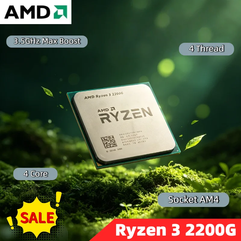 4 Core 4 Thread AMD Ryzen 3 2200G R3 2200G 3.5GHz Base 3.7GHz Boost CPU Processor Socket AM4 14nm Vega 8 Graphics Tray
4 Core 4 Thread AMD Ryzen 3 2200G R3 2200G 3.5GHz Base 3.7GHz Boost CPU Processor Socket AM4 14nm Vega 8 Graphics Tray