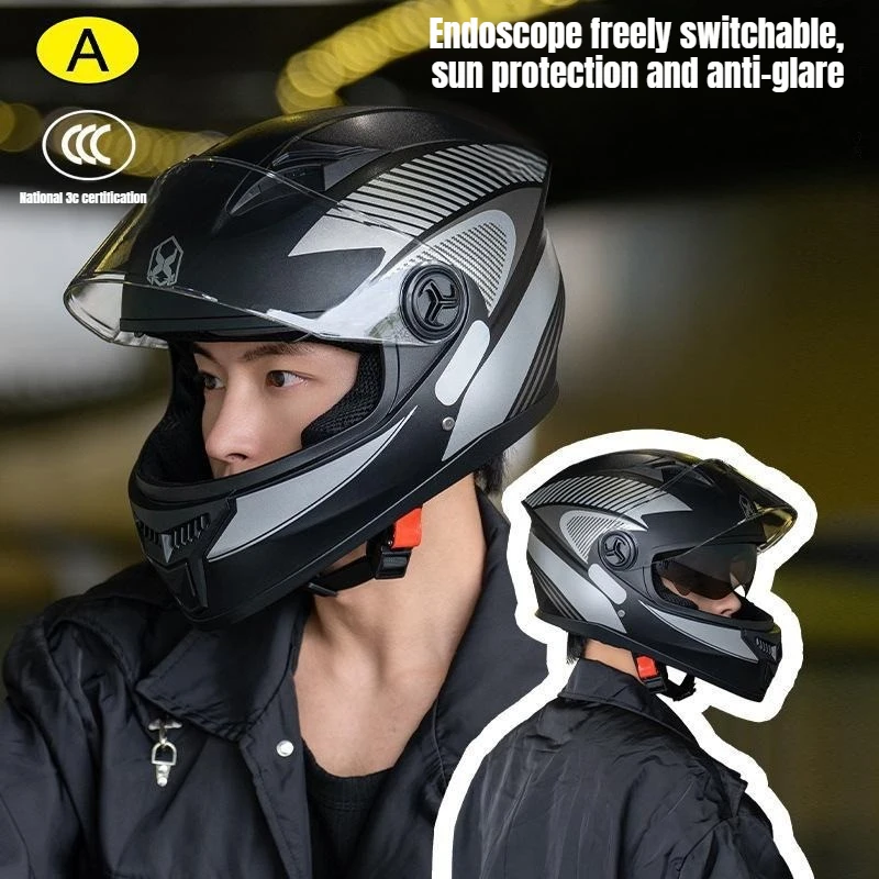 Casco De Moto Para Los Hombres Double Lens Cruising Cross-country Motorcycle Full Helmet Covered Sunscreen Four Seasons Capacete
Casco De Moto Para Los Hombres Double Lens Cruising Cross-country Motorcycle Full Helmet Covered Sunscreen Four Seasons Capacete