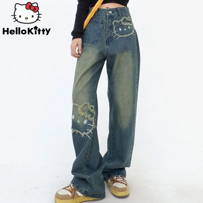 Sanrio Hello Kitty New Fashion Baggy Jeans For Women Korean Streetwear Loose Straight Trousers Female High Waist Vintage Pants
Sanrio Hello Kitty New Fashion Baggy Jeans For Women Korean Streetwear Loose Straight Trousers Female High Waist Vintage Pants