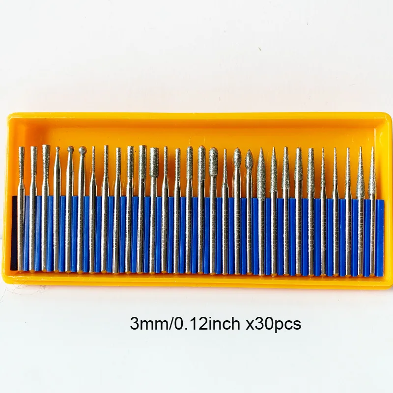 30PCS Diamond Burr Grinding Head Set, Coated Rotary Carving Bits, 120 Grit Engraving Drill Bits for Dremel Rotary Tools, 2.35mm/3mm Shank Accessories
30PCS Diamond Burr Grinding Head Set, Coated Rotary Carving Bits, 120 Grit Engraving Drill Bits for Dremel Rotary Tools, 2.35mm/3mm Shank Accessories