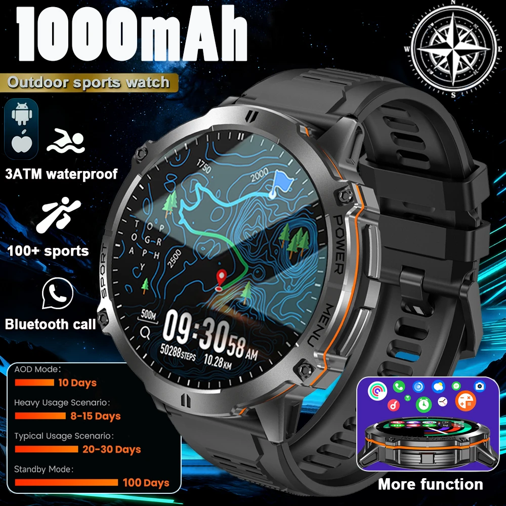 2026 New 1000mAh Battery Sports SmartWatch 1.73" AMOLED Screen 3ATM Waterproof Compass Altimeter Military T-Rex3 Smartwatch Men
2026 New 1000mAh Battery Sports SmartWatch 1.73" AMOLED Screen 3ATM Waterproof Compass Altimeter Military T-Rex3 Smartwatch Men