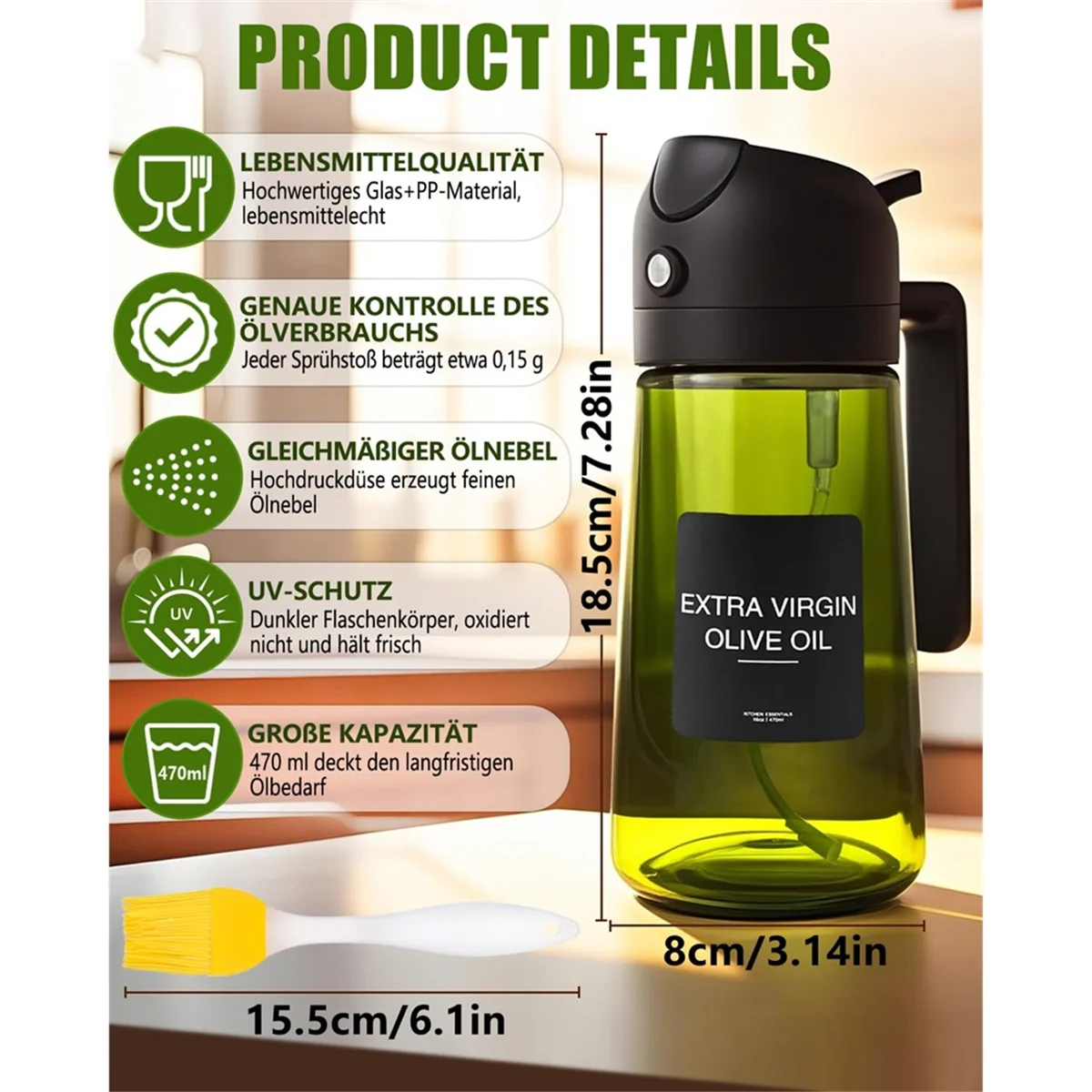 ABYA 470ml 2-in-1 Olive Oil Sprayers and Dispenser Bottle for Cooking, Air Fryer,BBQ - Kitchen -Tool for Oil and Vinegar
ABYA 470ml 2-in-1 Olive Oil Sprayers and Dispenser Bottle for Cooking, Air Fryer,BBQ - Kitchen -Tool for Oil and Vinegar