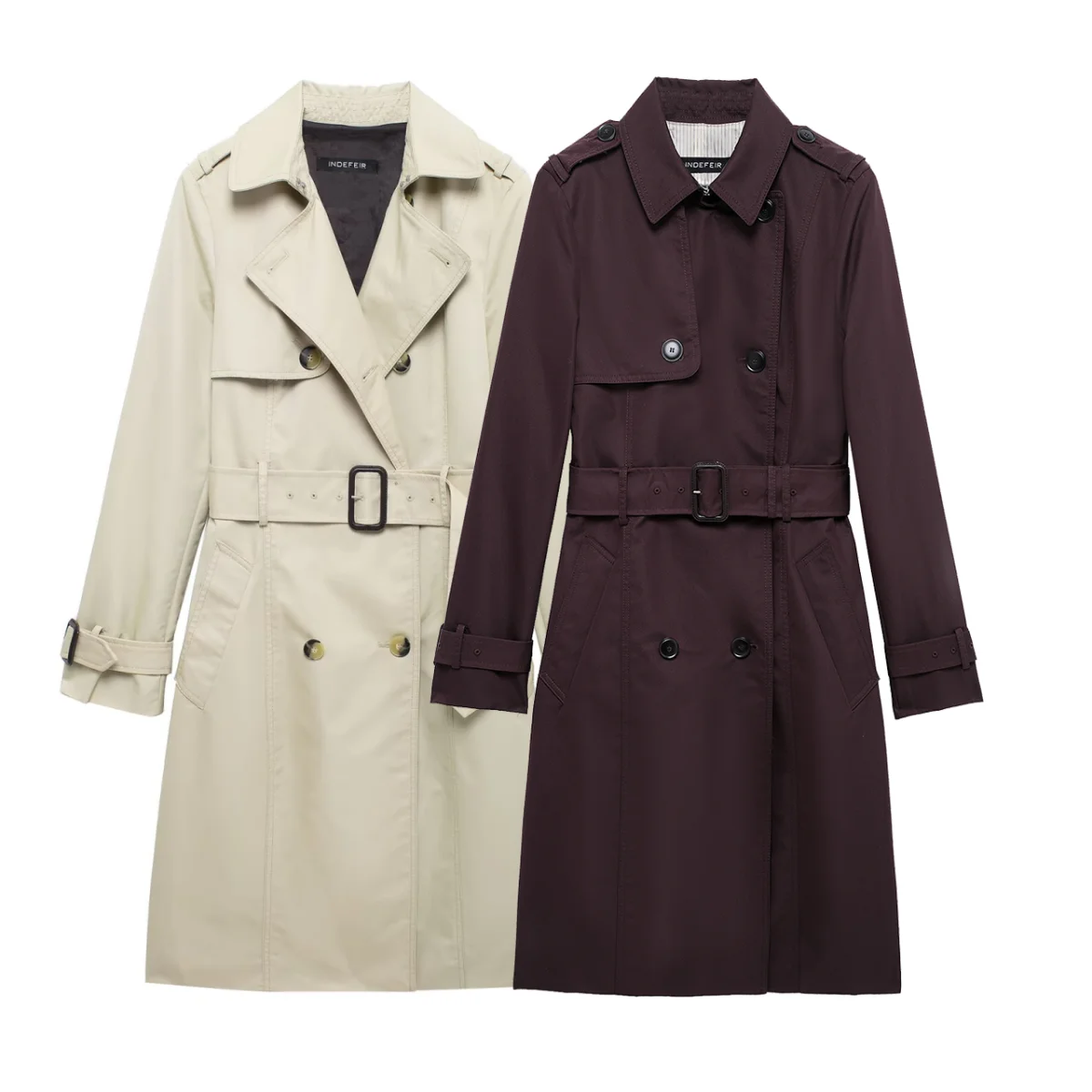 New European and American style with belt temperament versatile mid-length windbreaker jacket
New European and American style with belt temperament versatile mid-length windbreaker jacket