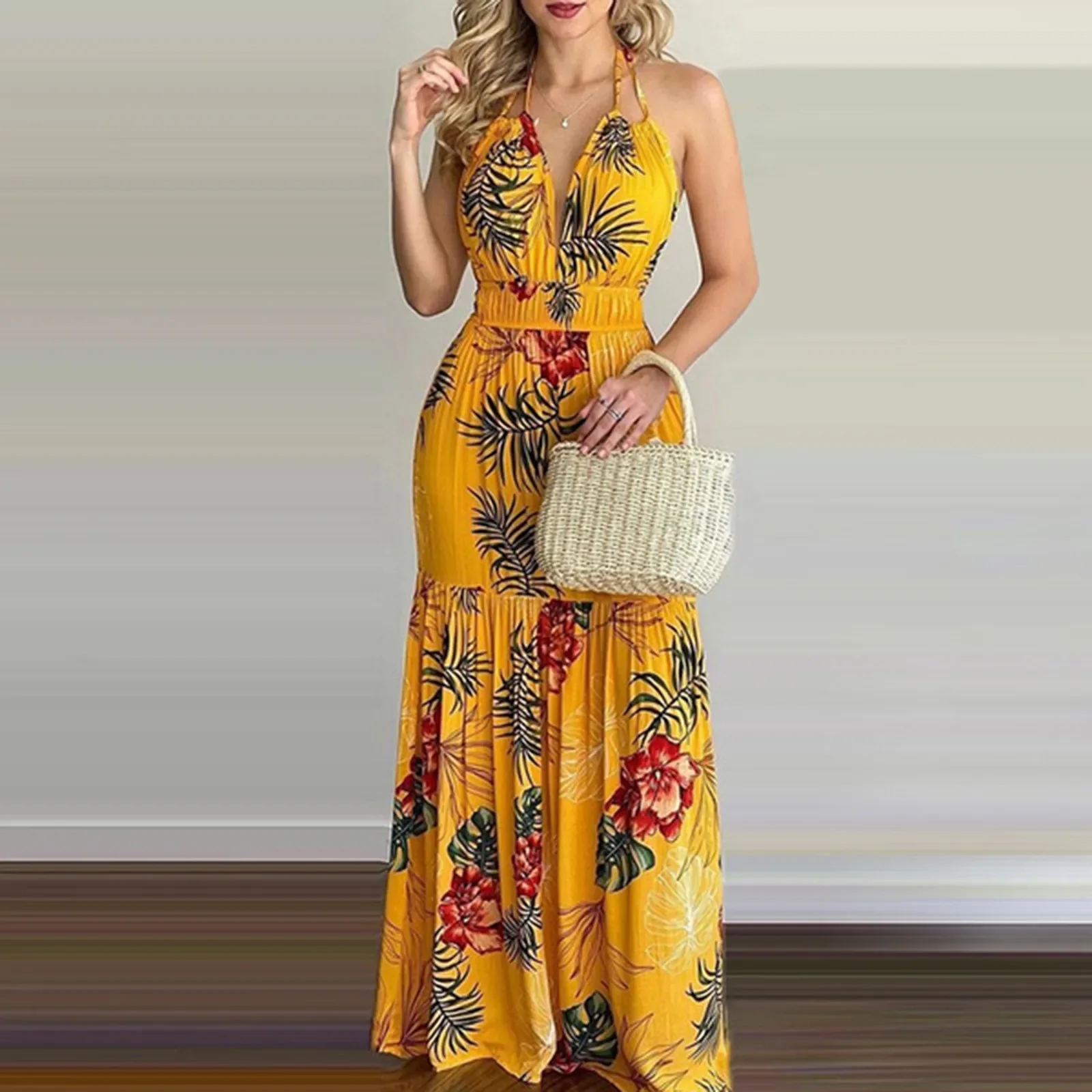 Summer Long Dress Bohemia Floral Casual Dresses Sexy Backless Halter Strapless 2023 Beach Sundress Vacation Clothes For Women
Summer Long Dress Bohemia Floral Casual Dresses Sexy Backless Halter Strapless 2023 Beach Sundress Vacation Clothes For Women