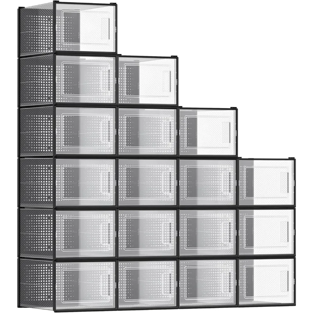 Shoe Boxes, Pack of 18 Shoe Storage Organizers, Stackable Clear Plastic Boxes for Closet, Sneakers
Shoe Boxes, Pack of 18 Shoe Storage Organizers, Stackable Clear Plastic Boxes for Closet, Sneakers