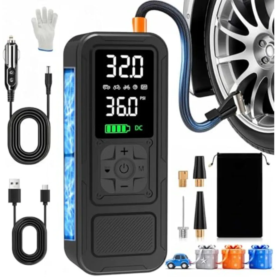 Y34 Tire Inflator Portable Air Compressor4X Faster Inflation Cordless/12V DC 150PSI Air Pump with Digital Pressure Gauge for Ca
Y34 Tire Inflator Portable Air Compressor4X Faster Inflation Cordless/12V DC 150PSI Air Pump with Digital Pressure Gauge for Ca