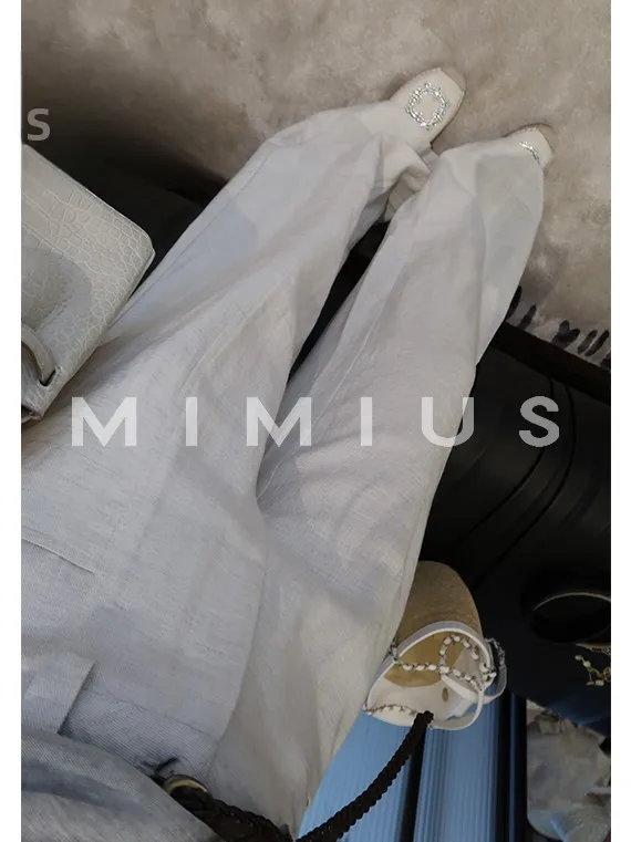 Mimius Summer White Wide Leg Casual Pants Women's Light Straight Silk Linen Blend Loose Fit Comfortable Breathable Trousers
Mimius Summer White Wide Leg Casual Pants Women's Light Straight Silk Linen Blend Loose Fit Comfortable Breathable Trousers