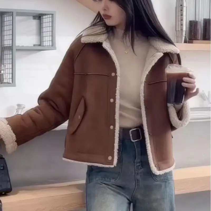 Women's Autumn Winter ort Thiened Loose Lamb Fur Inteated Cotton Jaet Warm Outerwear Faion Versatile Sli
Women's Autumn Winter ort Thiened Loose Lamb Fur Inteated Cotton Jaet Warm Outerwear Faion Versatile Sli